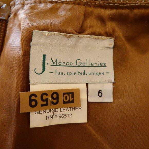 J. Marco Galleries Tan Pencil Straight Skirt Front Slit Suede Genuine Leather 6 - Picture 10 of 11